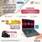 MSI Thin 15 B12UC-1499MY Gaming Laptop (i5-12450H,8GB, 512GB SSD,RTX3050 4GB,15.6"FHD,W11H,Gray,2Y)