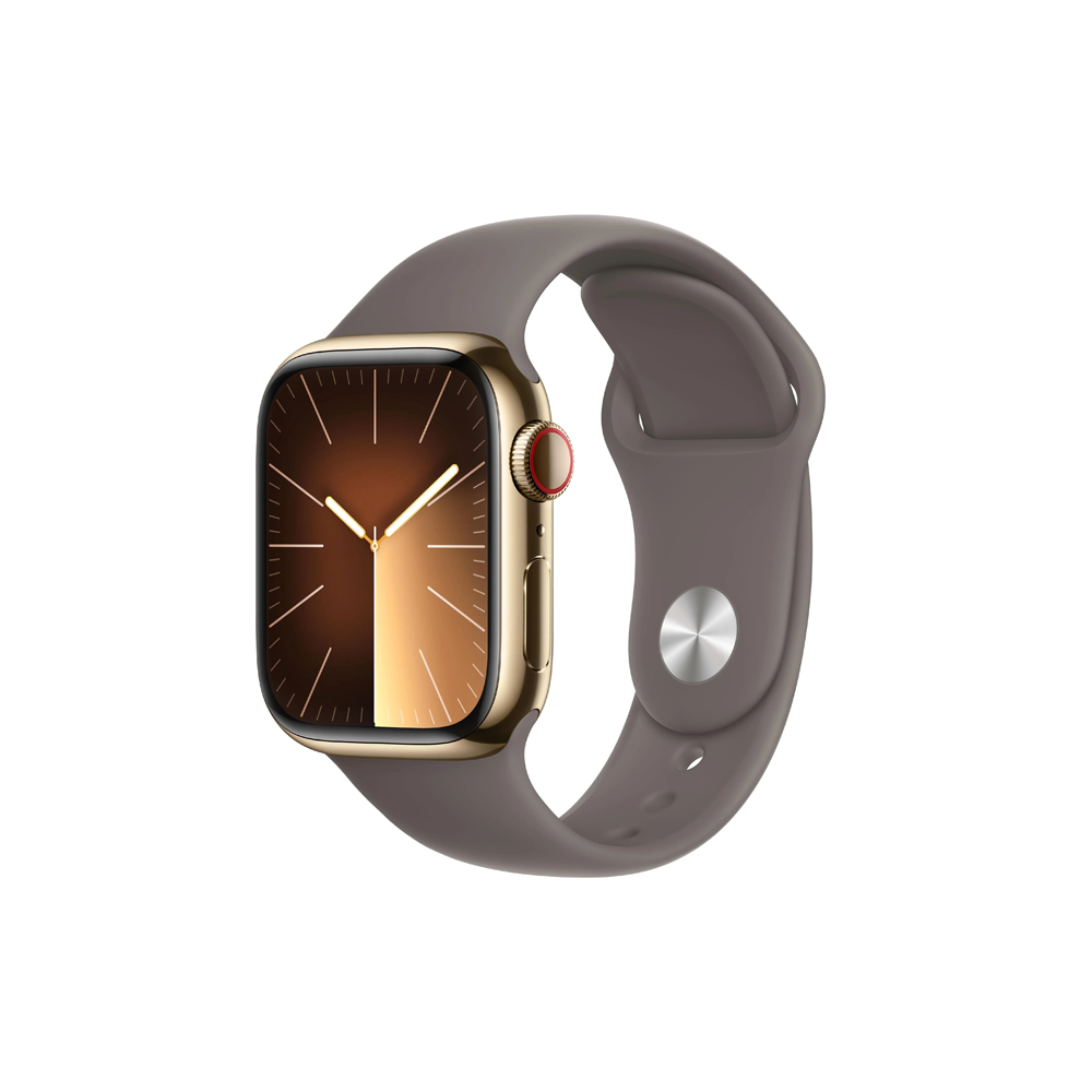 (Pre-order 3weeks) Apple Watch Series  9 GPS + Cellular 41mm Gold Stainless Steel Case with Clay Sport Band - S/M