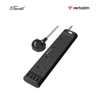 Verbatim Power Strip 4 Outlets with 4 USB 1.8m - Black (Max Output: 3250W) 66685 4895117966853