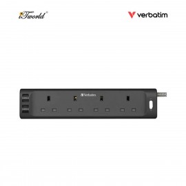 Verbatim Power Strip 4 Outlets with 4 USB 1.8m - Black (Max Output: 3250W) 66685 4895117966853