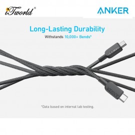 Anker 2-in-1 USB-C to USB-C Cable (4ft, 140W) A8895 - Black