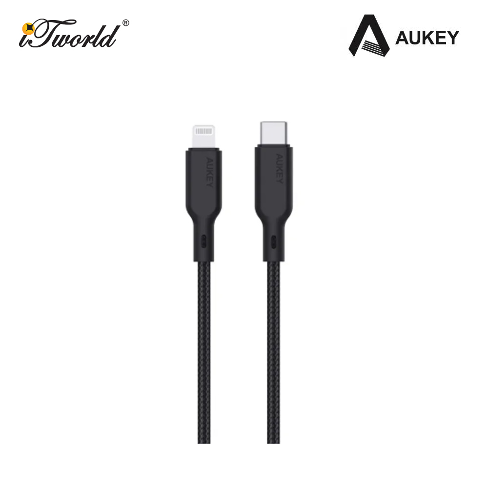 AUKEY CB-CL5 MFI Braided Nylon USB-C to Lightning Cable 1.2m Black 689323787227
