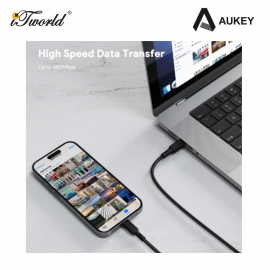 AUKEY CB-CL5 MFI Braided Nylon USB-C to Lightning Cable 1.2m Black 689323787227