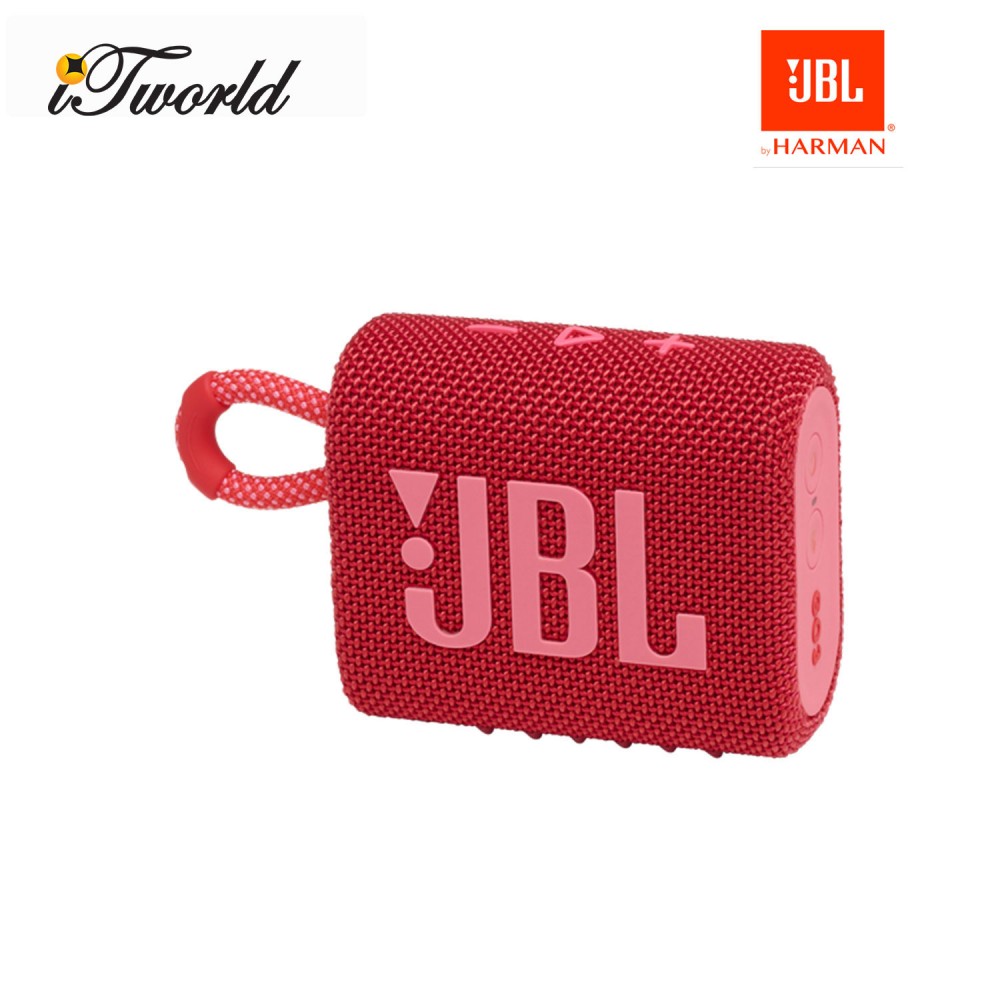 JBL Go 3 Portable Waterproof Speaker – Red (050036374385)