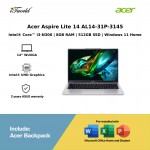 Acer Aspire Lite 14 AL14-31P-3145 Laptop (Intel  ® Core™ i3-N300 | 14” WUXGA | 8GB RAM | 512GB SSD | Intel  ® UHD Graphics | Windows 11 Home)