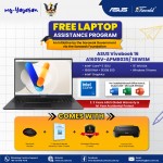 (my-Yayasan) ASUS Vivobook 16 A1605V-APMB035WSM Laptop (Intel  ® Core™ 5 Processor 120U | 16”WUXGA | 16GB RAM | 512GB SSD | Intel  ® Graphics | Windows 11 Home | Office Home & Student + Offie 365)