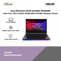 ASUS ROG Strix SCAR 18 G835L-XSA180W Gaming Laptop (Intel Core Ultra 9 Processor 275HX | 18" 2.5K WQXGA | 64GB RAM | 4TB SSD | NVIDIA RTX 5090 | Windows 11 Home)