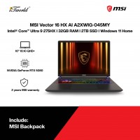 MSI Vector 16 HX AI A2XWIG-045MY Gaming Laptop (Intel Core Ultra 9 Processor 275HX |16”QHD+ | 32GB RAM | 2TB SSD | NVIDIA RTX 5080 | Windows 11 Home)
