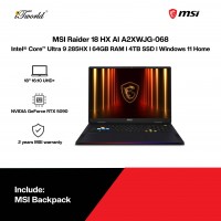 MSI Raider 18 HX AI A2XWJG-068MY Gaming Laptop (Intel Core Ultra 9 Processor 285HX |18"UHD+ | 64GB RAM | 4TB SSD | NVIDIA RTX 5090 | Windows 11 Home)