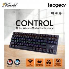 Tecgear CONTROL 87-Key Wireless RGB Mechanical Keyboard Black-Jerrzi Red Switches (TGKB-C87-BK-JRD)
