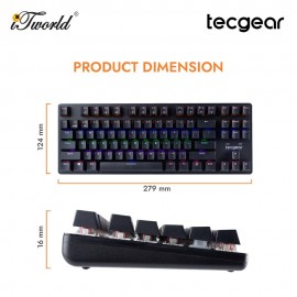 Tecgear CONTROL 87-Key Wireless RGB Mechanical Keyboard Black-Jerrzi Red Switches (TGKB-C87-BK-JRD)