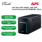APC Back-UPS 1600VA, 230V, AVR, Universal Sockets BX1600MI-MS - Black